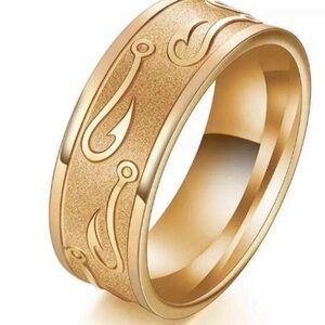 Mens StainlessSteel band ring size 11 - fishhook fisherman ring
